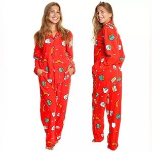 Angelina Cozy Fleece Notch Collar SUSHI Pajama Set with Pockets L